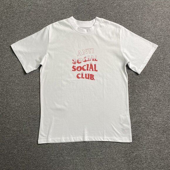 Anti Social Social Club White T Shirt With Gradient Red Destruction